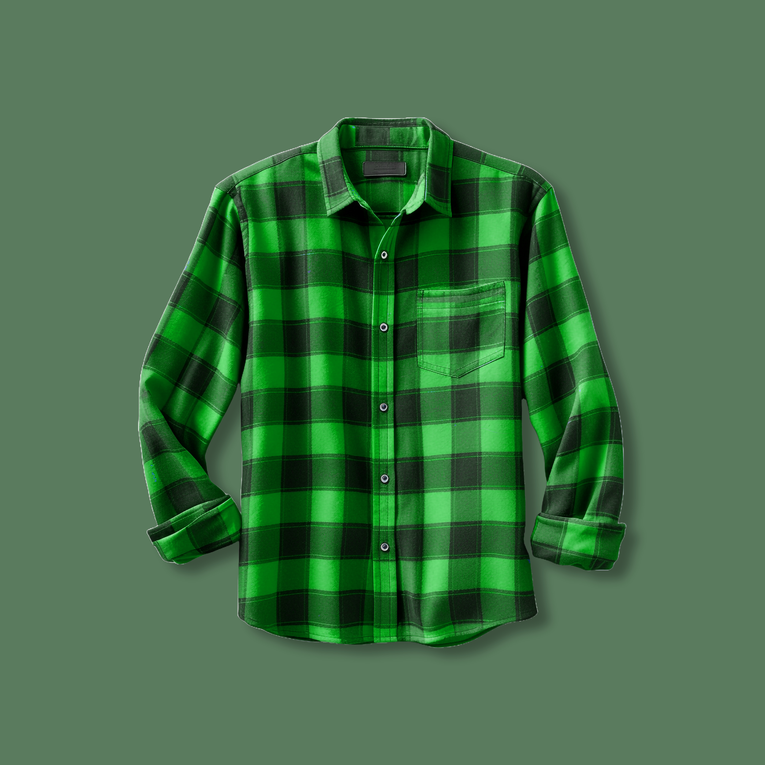 green flannel shirt